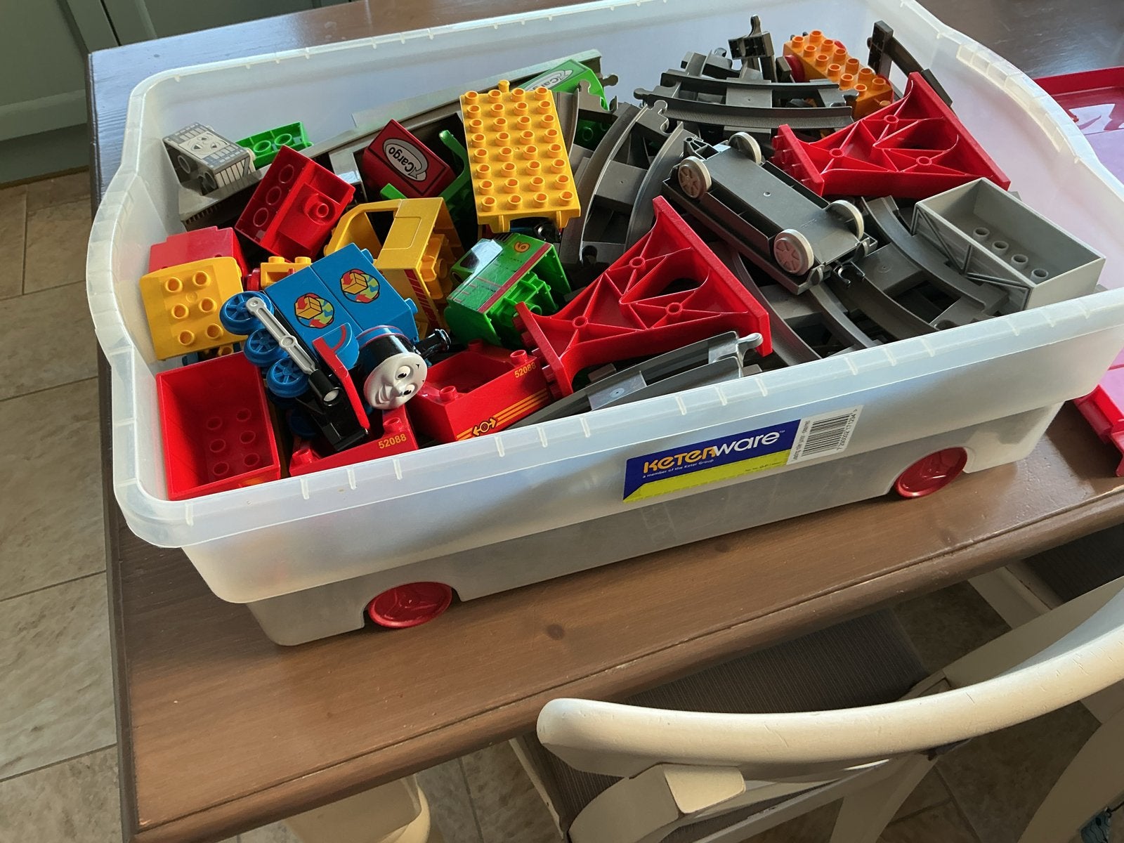 Grote partij LEGO Duplo treinset met Thomas de Trein, Ophalen, Gebruikt, Duplo, Complete set