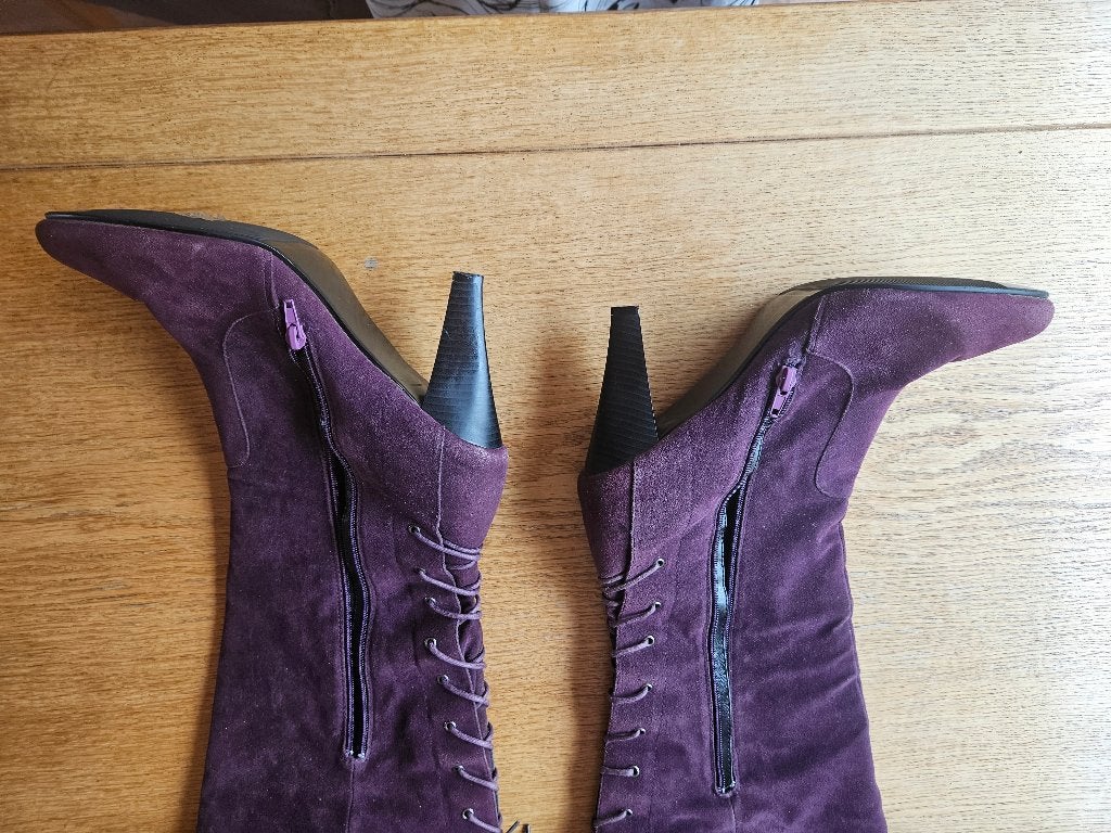 Lila suède laarzen te koop, Hoge laarzen, Overige kleuren, Ophalen of Verzenden, Onbekend
