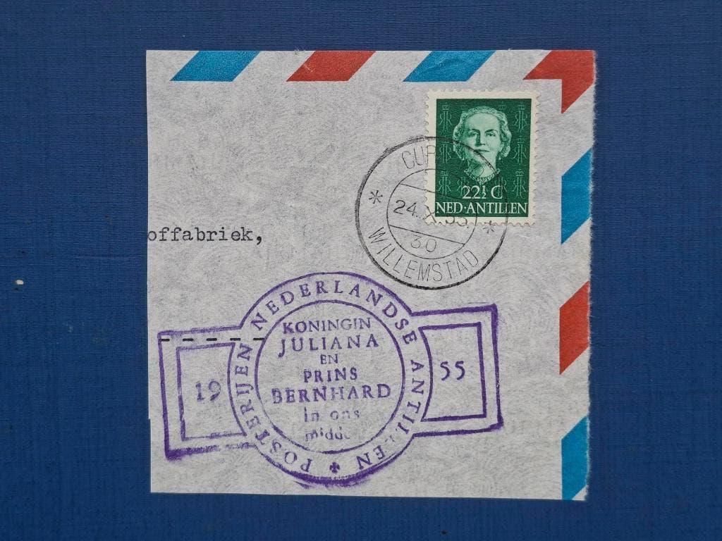 Postzegel Antillen 1955 Poststuk ivm Bezoek Juliana13-05, Postzegels en Munten, Postzegels | Nederlandse Antillen en Aruba, Ophalen of Verzenden