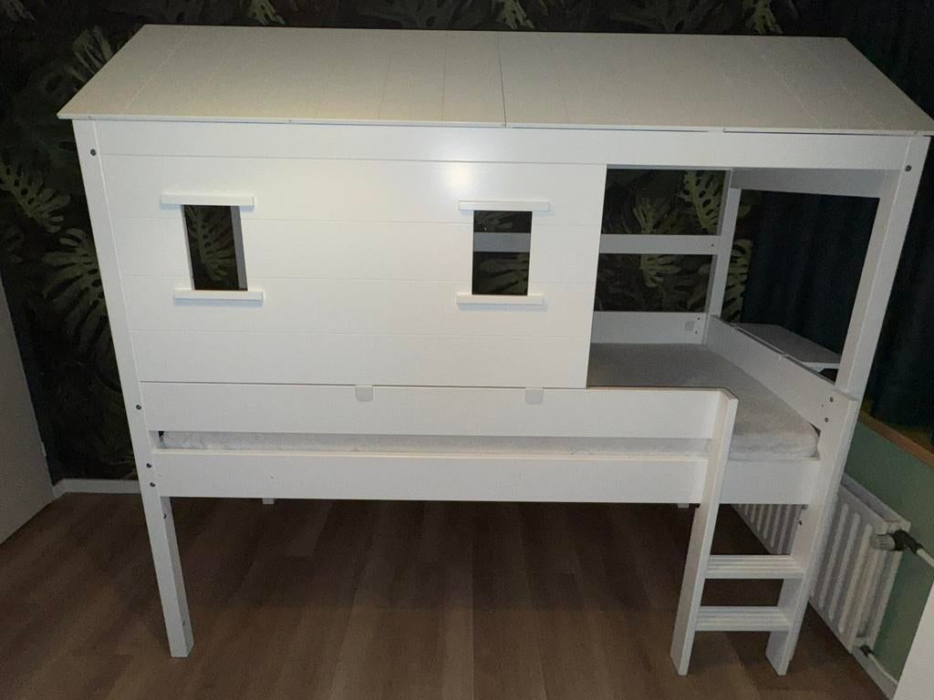 Halfhoogslaper Boomhut Bed Bopita Joppe Wit 200x90, Ophalen, 85 tot 100 cm, Gebruikt, 180 cm of meer