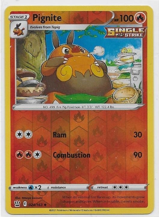 Battle Styles,  Pignite [reverse] 24/163, Verzenden, Nieuw, Losse kaart
