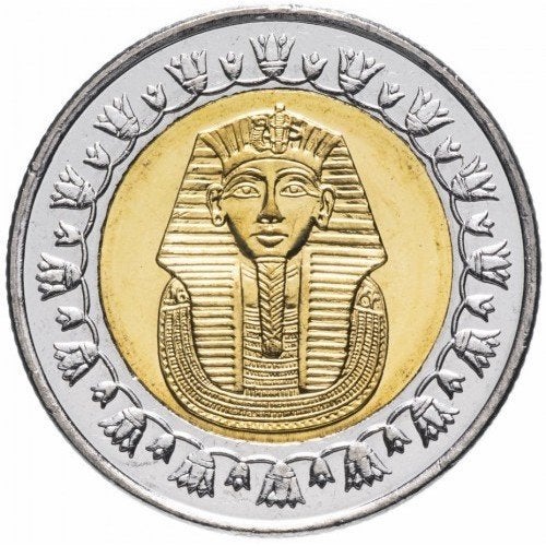 Egyptisch pharaohs coin 1 pound, Ophalen of Verzenden, Overige landen, 2 euro