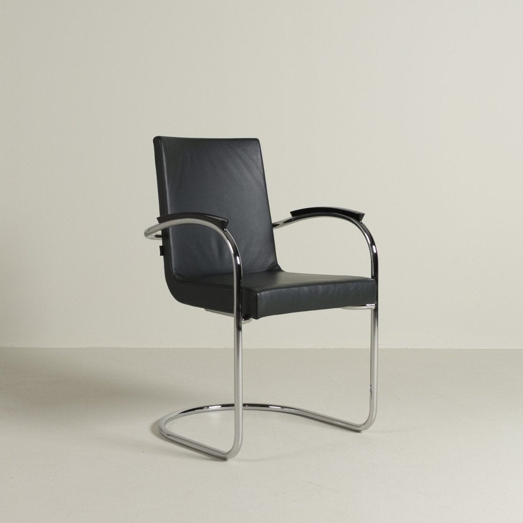 Gispen Today 412 RH Stoel Zwart Leer - Chroom