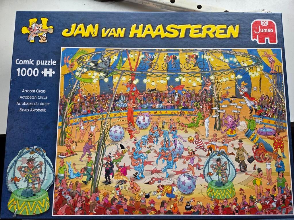 Acrobaten Circus Jan van Haasteren puzzel 1000, Ophalen of Verzenden, 500 t/m 1500 stukjes, Zo goed als nieuw, Legpuzzel