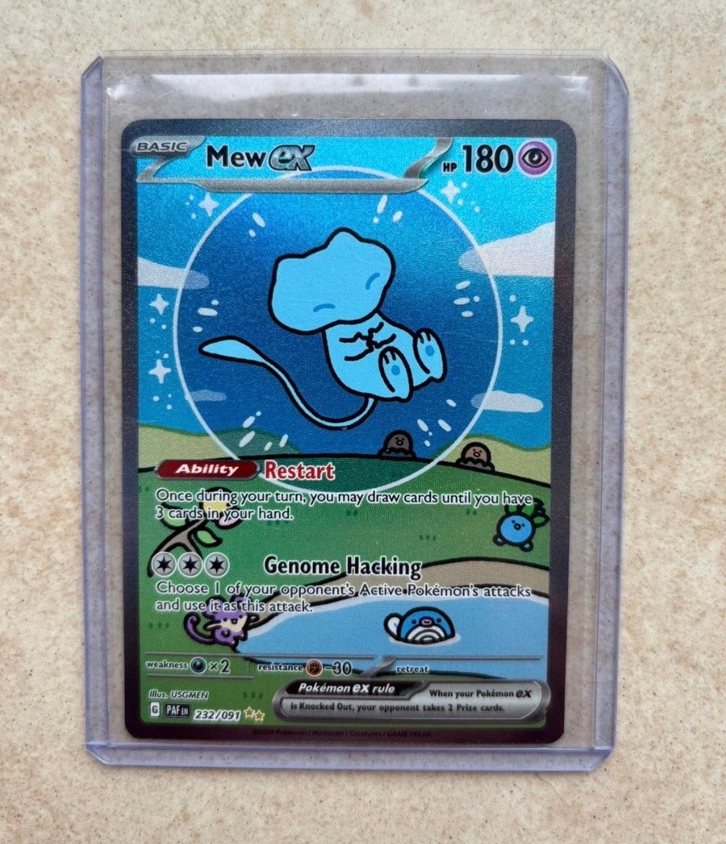 Bubble Mew ex 232/091 Pokémon kaart - Full Art Foil ‼️, Ophalen of Verzenden, Zo goed als nieuw, Losse kaart, Foil