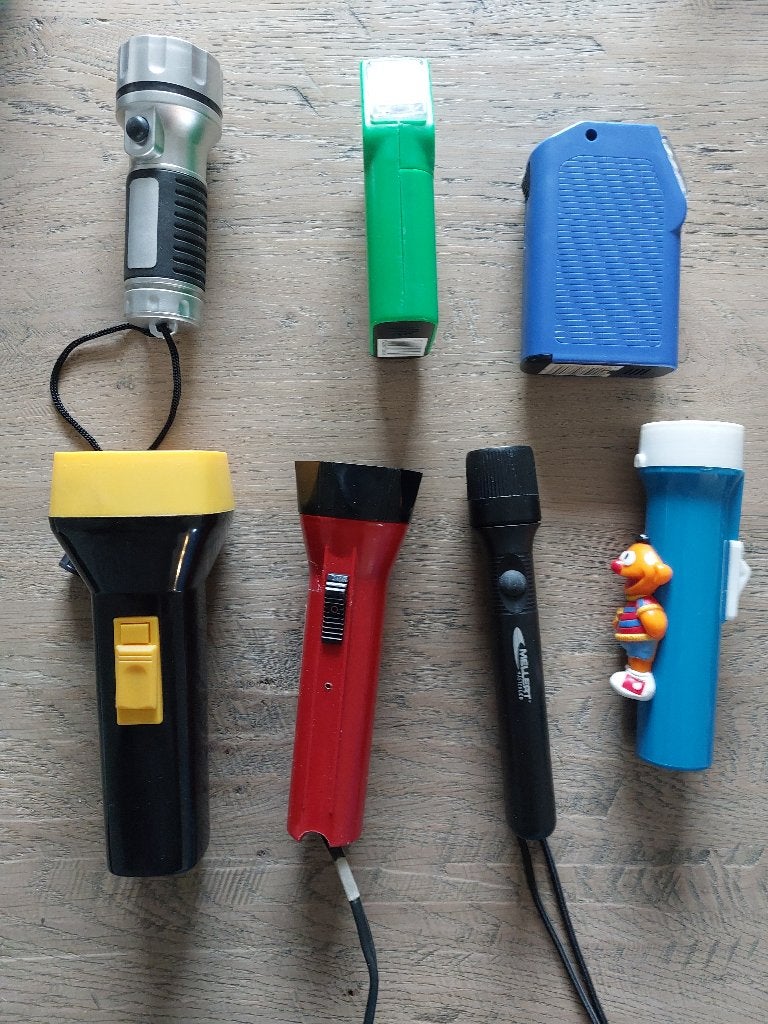 Zaklampen 7 stuks op batterijen, Ophalen of Verzenden, Gebruikt, Batterij