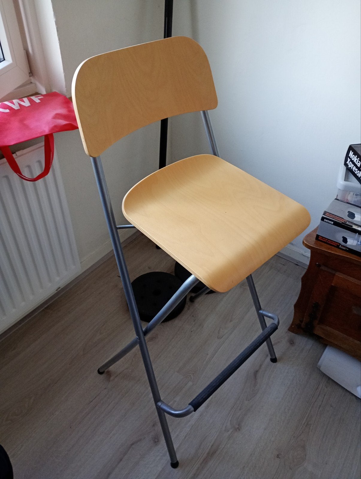 Ikea barkruk met houten zitting en rugleuning, Ophalen, Gebruikt, Overige kleuren, Hout