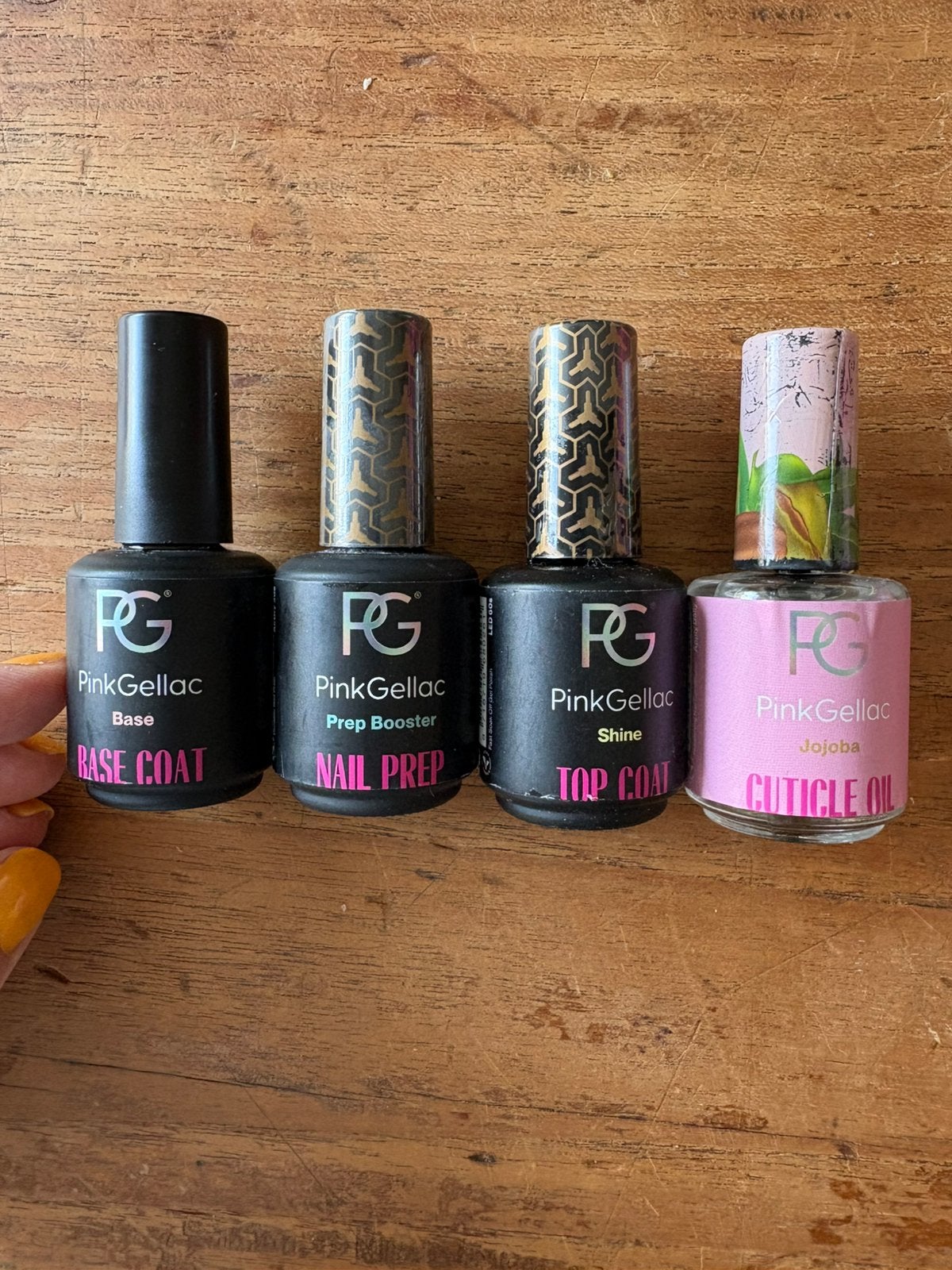 Prep, base, shine en cuticle oil van pink gellac, Ophalen of Verzenden, Zo goed als nieuw, Handen en Nagels