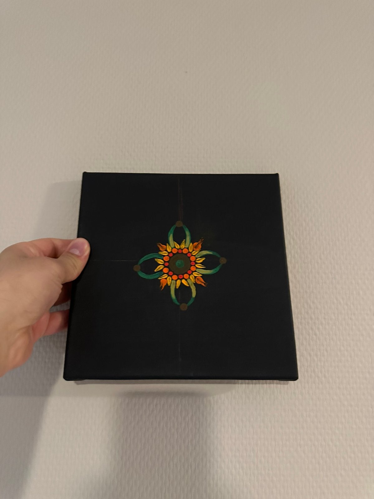 Uniek Handgemaakt Schilderij: Gita’da’Bana op Zwart Canvas, Ophalen