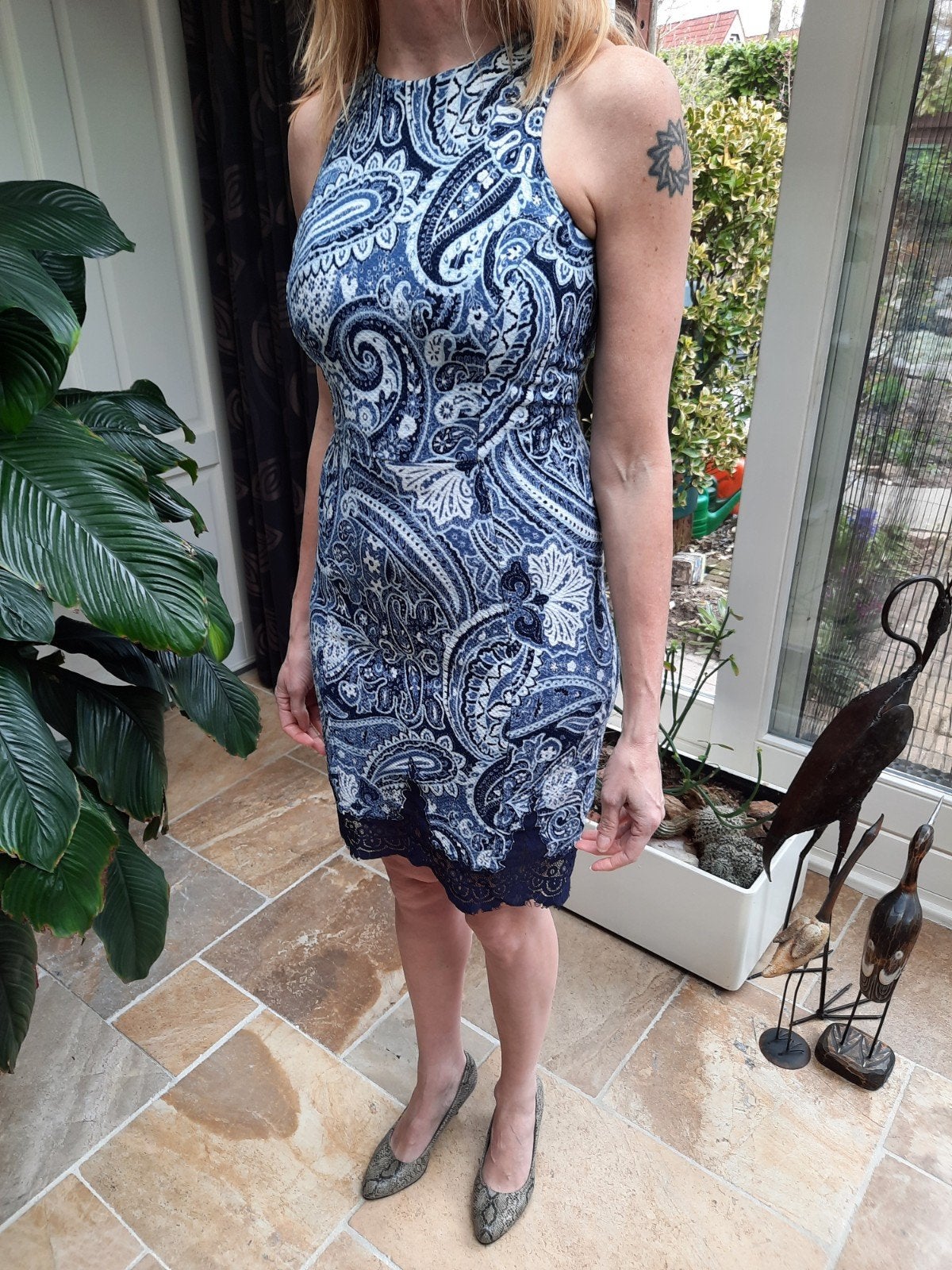 H&M Jurk Maat 36 met Paisley Print, Kleding | Dames, Jurken, H&M, Blauw, Ophalen of Verzenden, Zo goed als nieuw