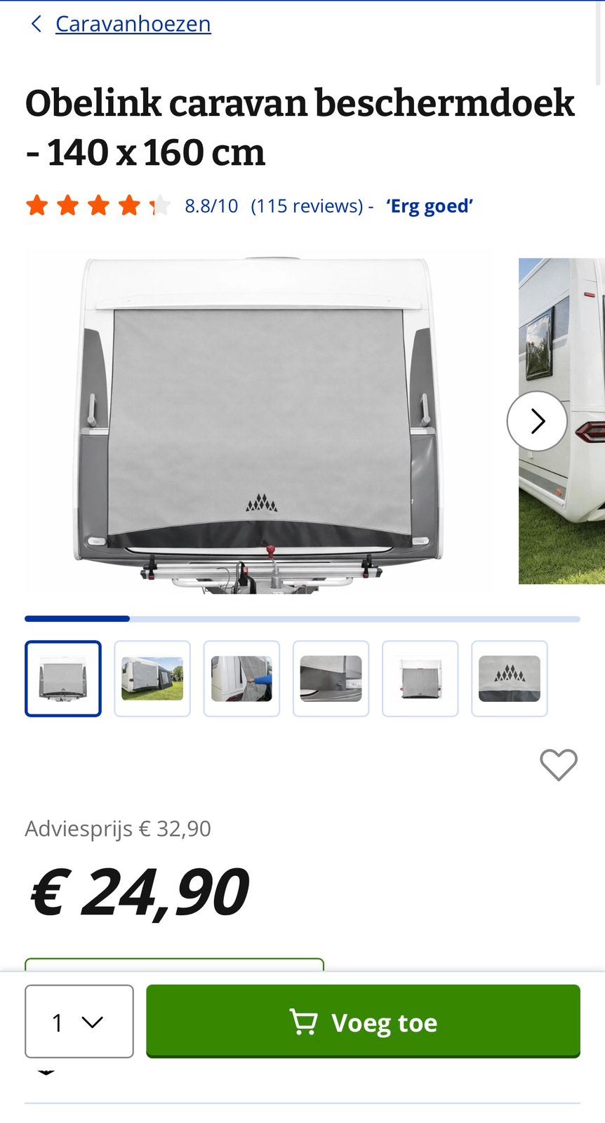 Obelink caravan beschermdoek - 140 x 160 cm, Ophalen of Verzenden, Zo goed als nieuw
