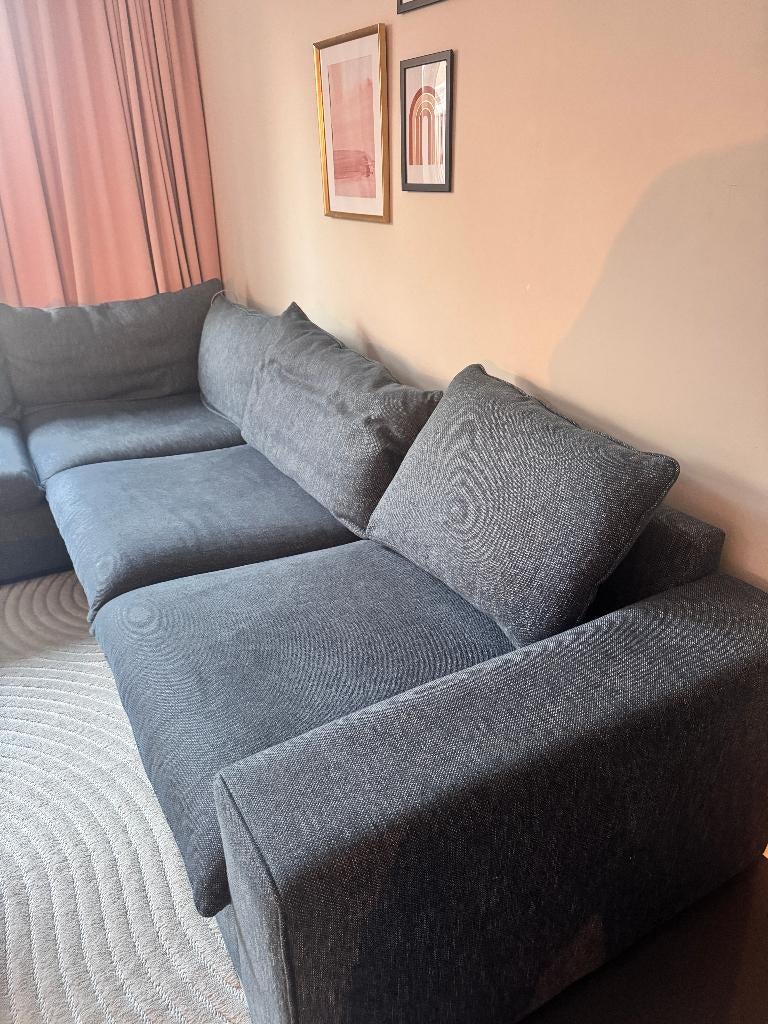 Baron bank 3.5-zits lounge rechts Unit donkerblauw melee, Ophalen, Gebruikt, Stof