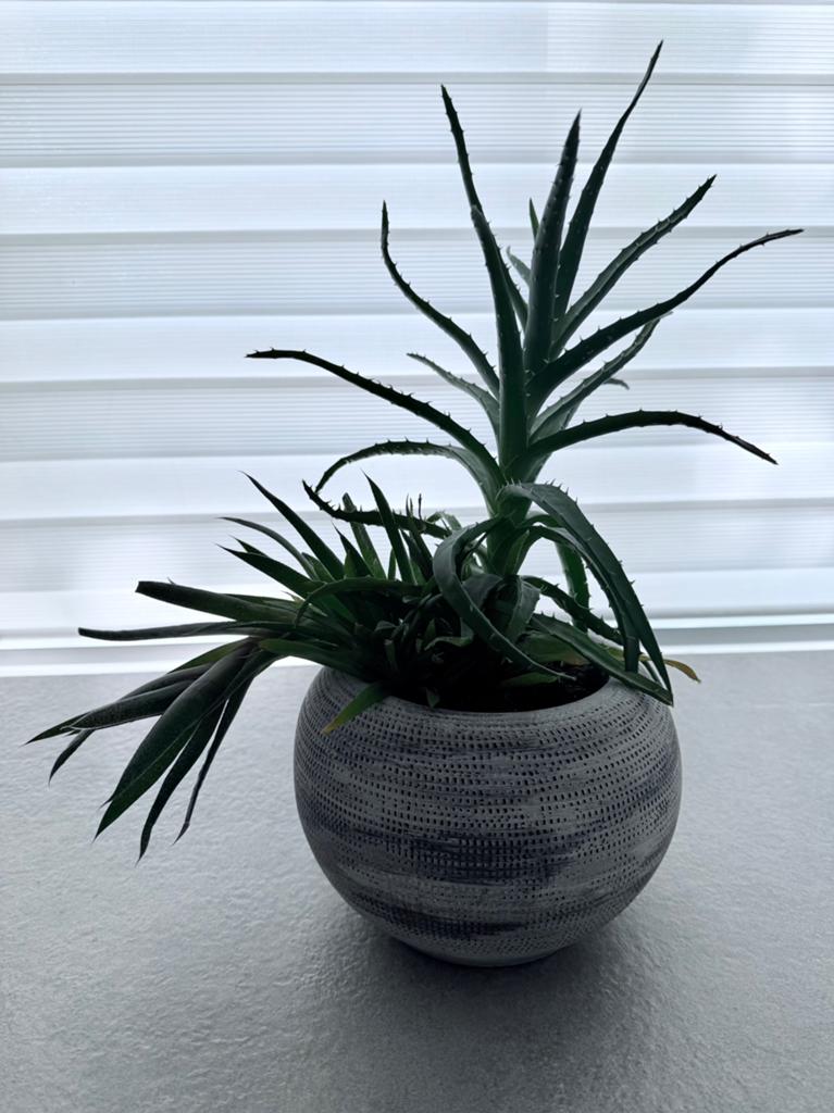 Grijze pot zonder plant., Tuin en Terras, Ophalen, Zo goed als nieuw, Rond, Aardewerk