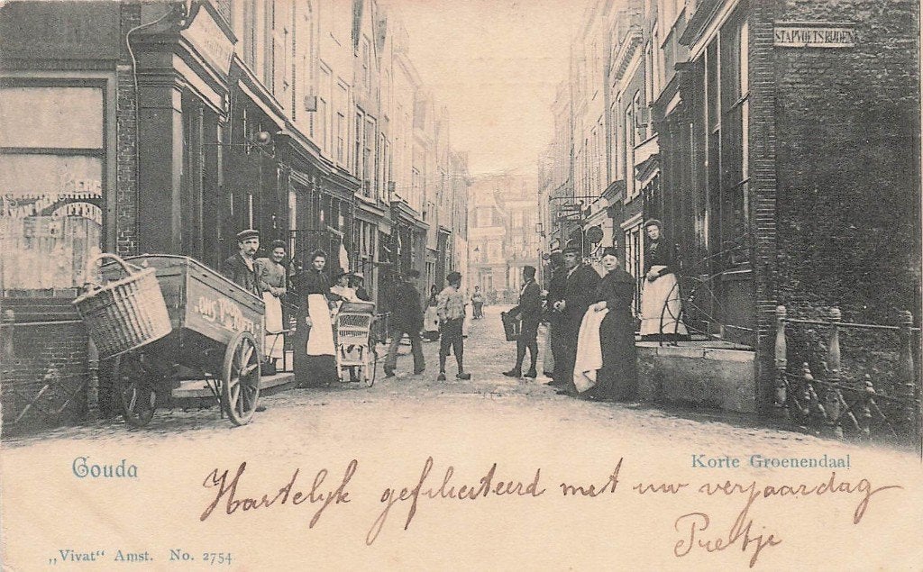 JP649 Vivat Gouda Korte Groenendaal ca 1900, Ophalen of Verzenden, Voor 1920, Gelopen, Zuid-Holland