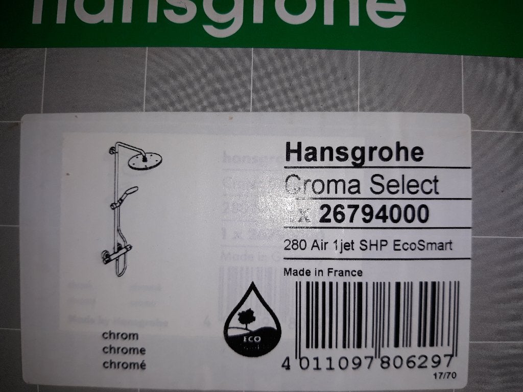 Regendouche Hansagrohe Croma Select 280, Ophalen of Verzenden, Nieuw, Chroom, Douche