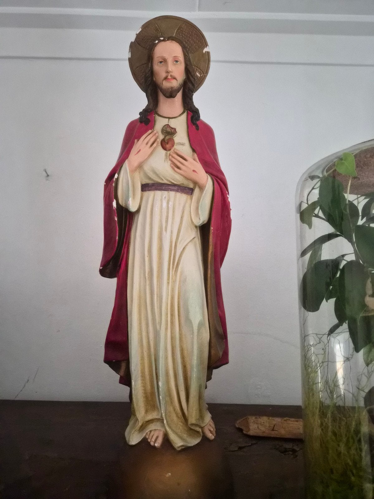 Vintage Heilig Hart Jezus beeld - Religieuze decoratie, Ophalen of Verzenden