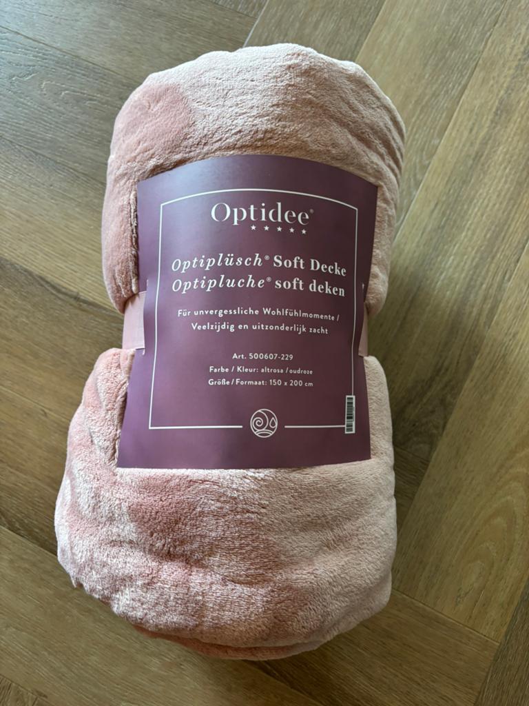 Optidee Soft woondeken oudroze, Huis en Inrichting, Ophalen of Verzenden, Nieuw
