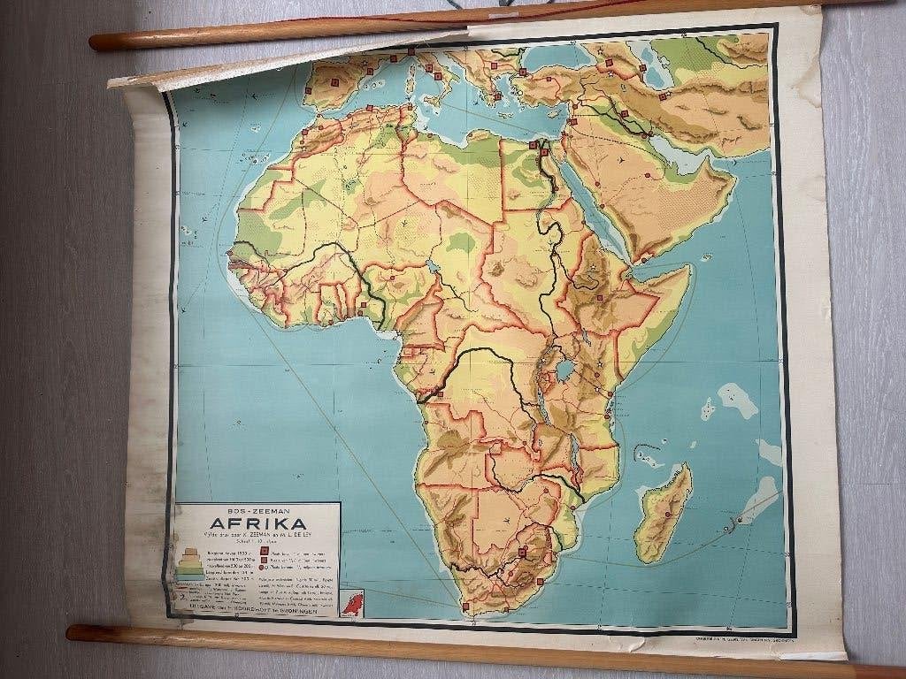 Schoolkaart Afrika, Antiek en Kunst, Antiek | Schoolplaten, Ophalen of Verzenden, Aardrijkskunde