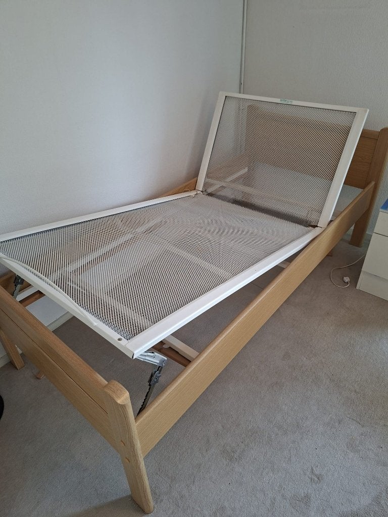 Senioren bed, Ophalen, 90 cm, Eenpersoons, Bruin