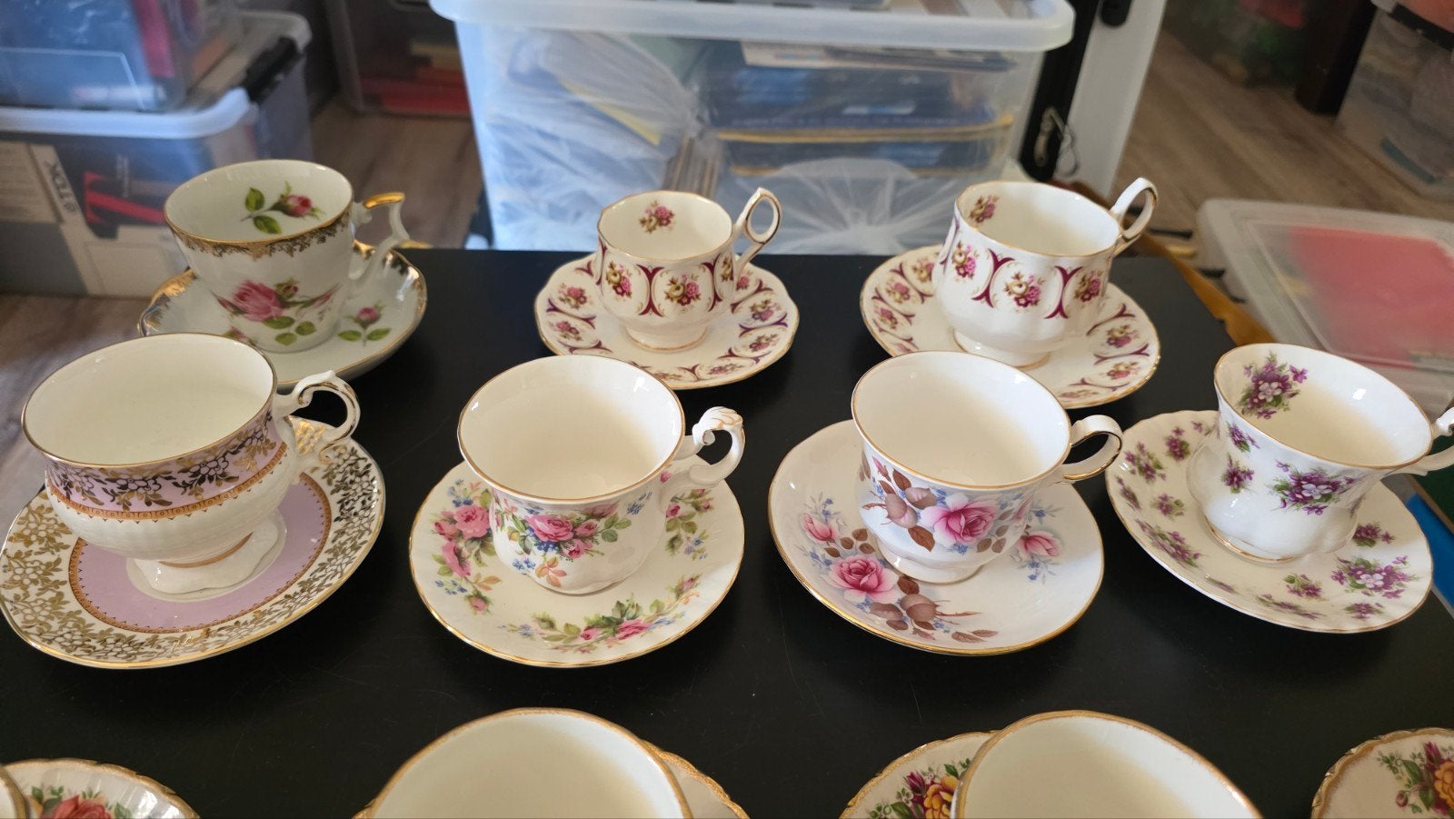 Prachtige 10-delige Vintage Engelse Kop & Schotel Set • Fine, Ophalen of Verzenden