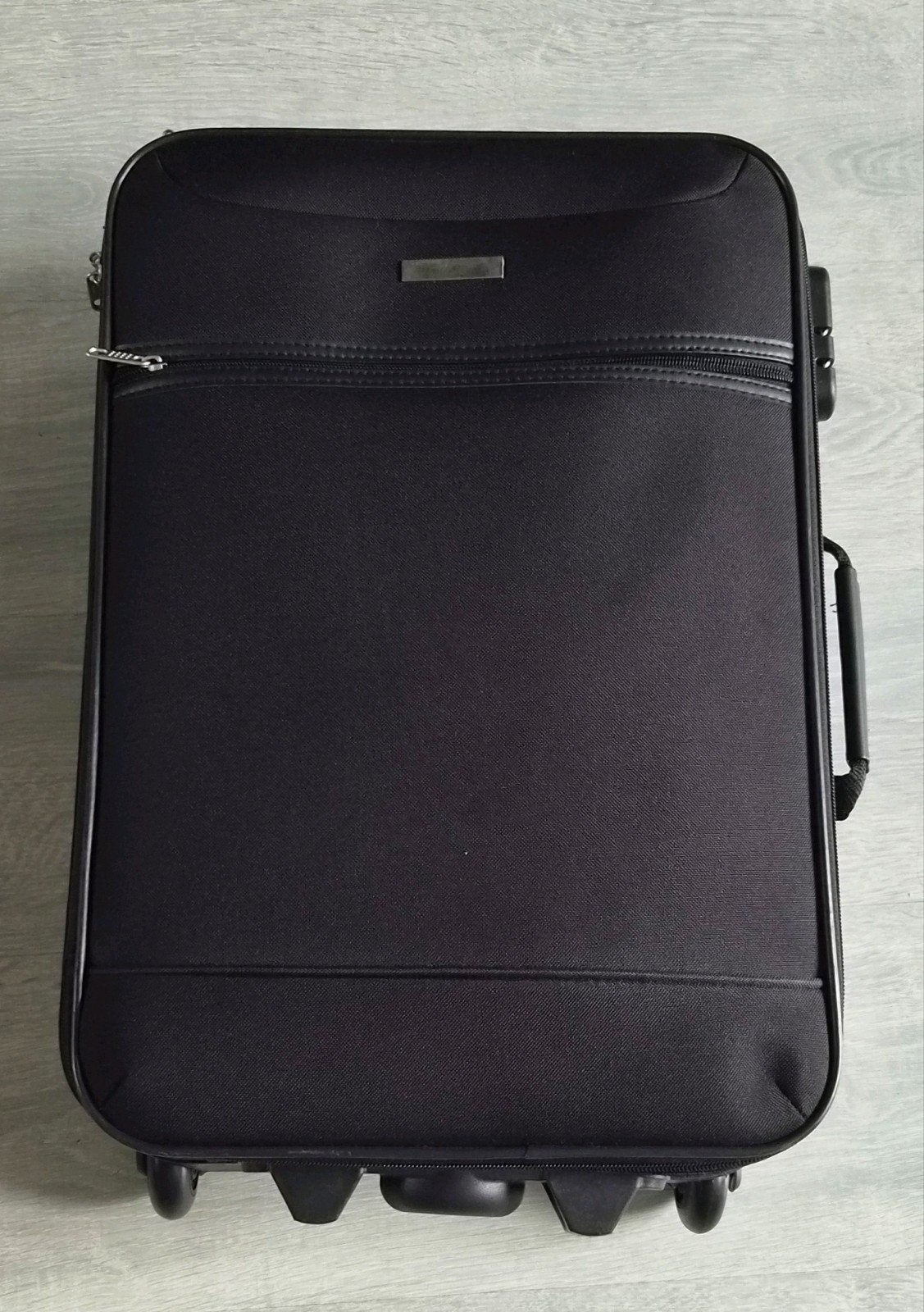 Zwarte reiskoffer met wieltjes - 50x35x16 cm, Ophalen, Uitschuifbare handgreep, 50 tot 60 cm, Hard kunststof