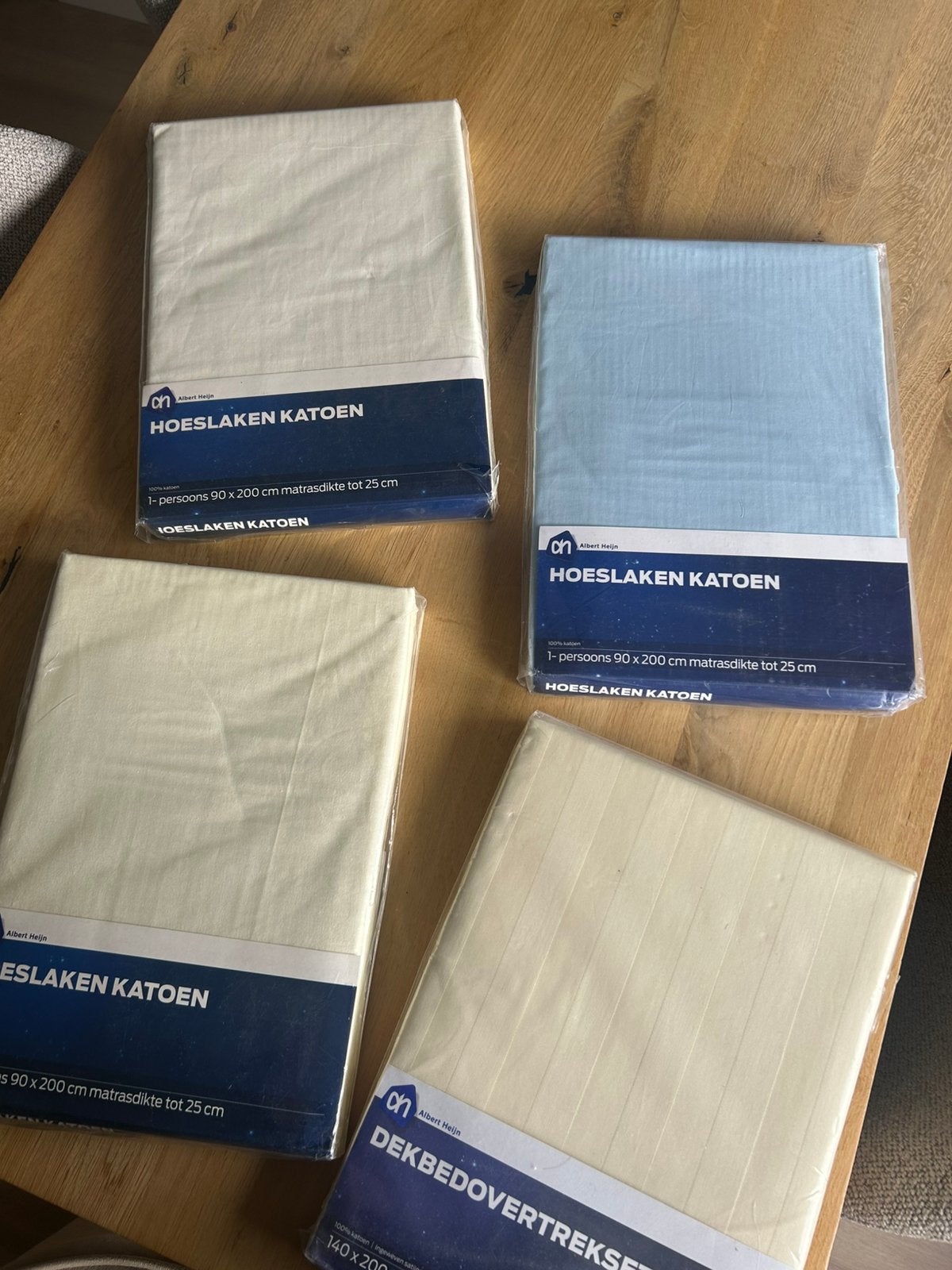 Partij 3 hoeslakens,  1 overtrek satijn, Ophalen of Verzenden, Nieuw