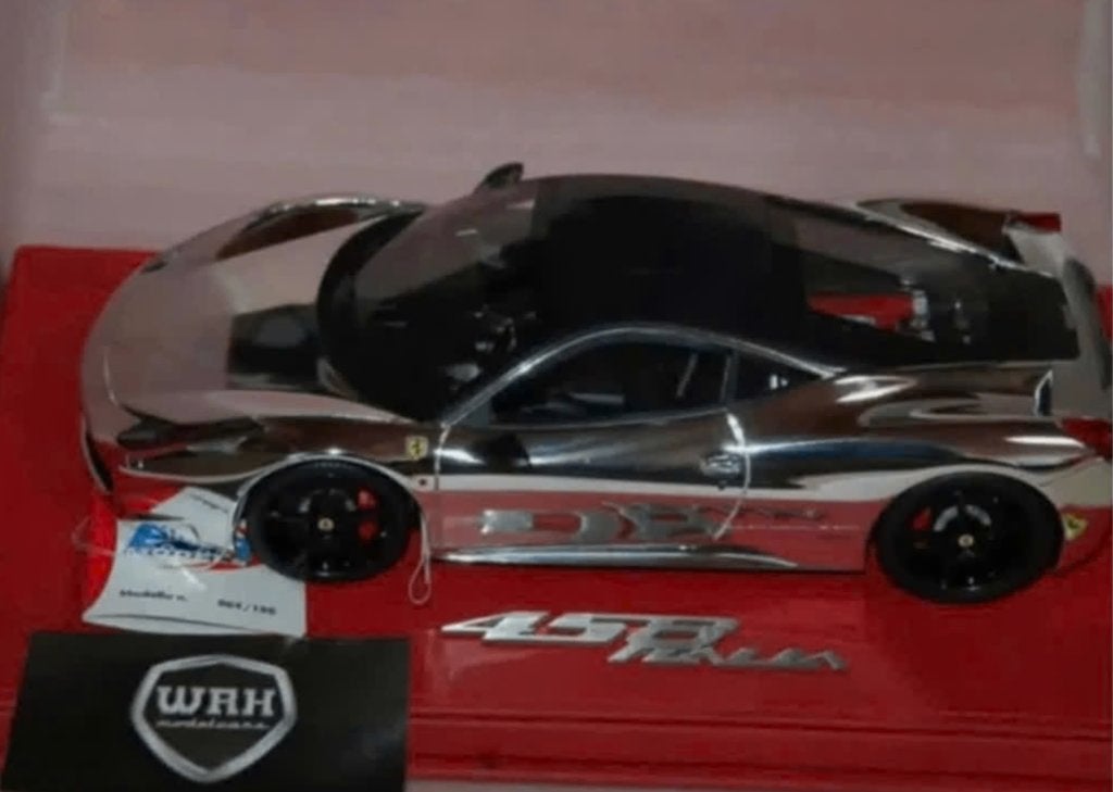 1:18 FERRARI 458 ITALIA chrome LIMITED 100 BBR zie info WRH, Verzenden, Zo goed als nieuw, Auto, Overige merken