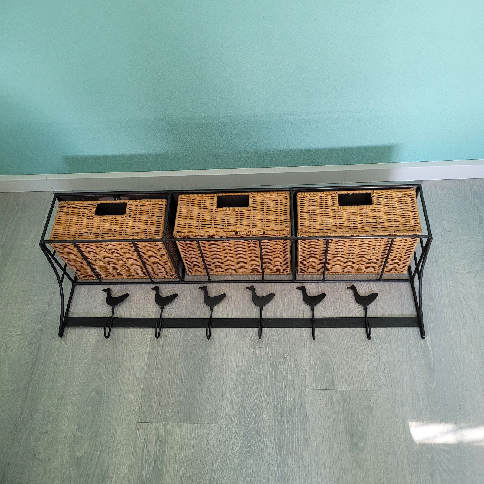 kapstok met mandjes, Ophalen, Hout, Wandkapstok, Minder dan 100 cm