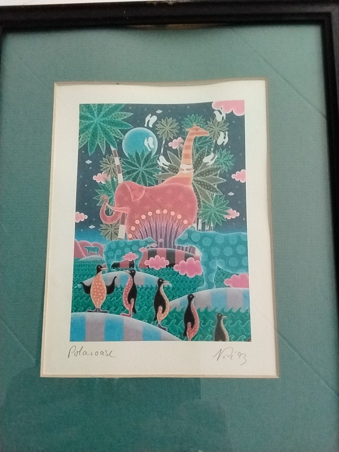 Kleurrijke 'Polaroase' Zeefdruk - Gesigneerd en Gedateerd, Ingelijst, Ophalen of Verzenden, Dieren en Natuur, Zeefdruk