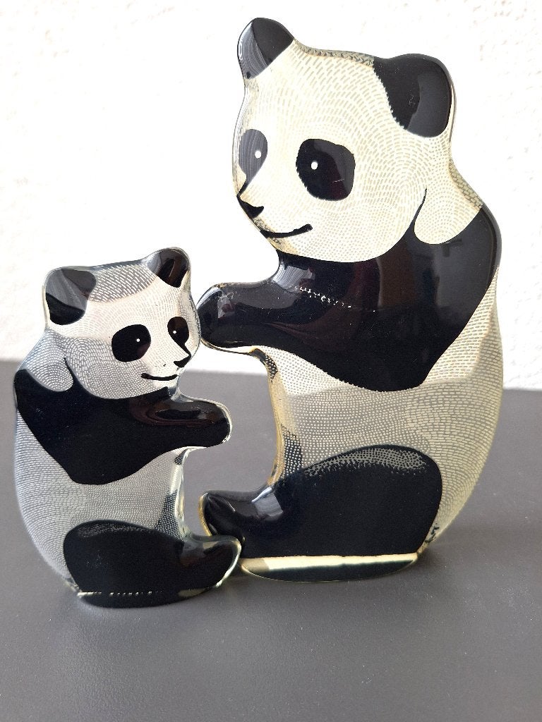 Palatnik 2 panda's - moeder met jong - gesigneerd, Ophalen of Verzenden, Beeld, Overige materialen, Gesigneerd