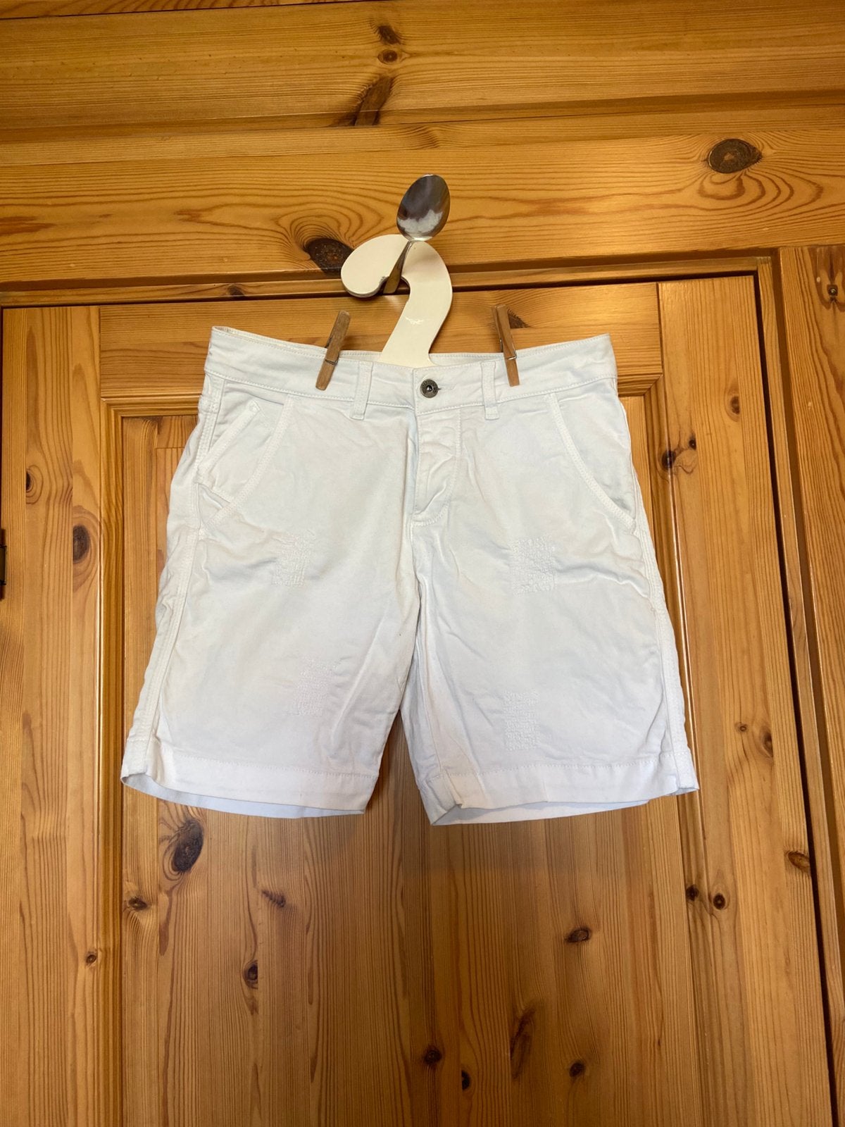 Broek kort beige/wit 38 katoen articles, Maat 38/40 (M), Kort, Beige, Ophalen of Verzenden