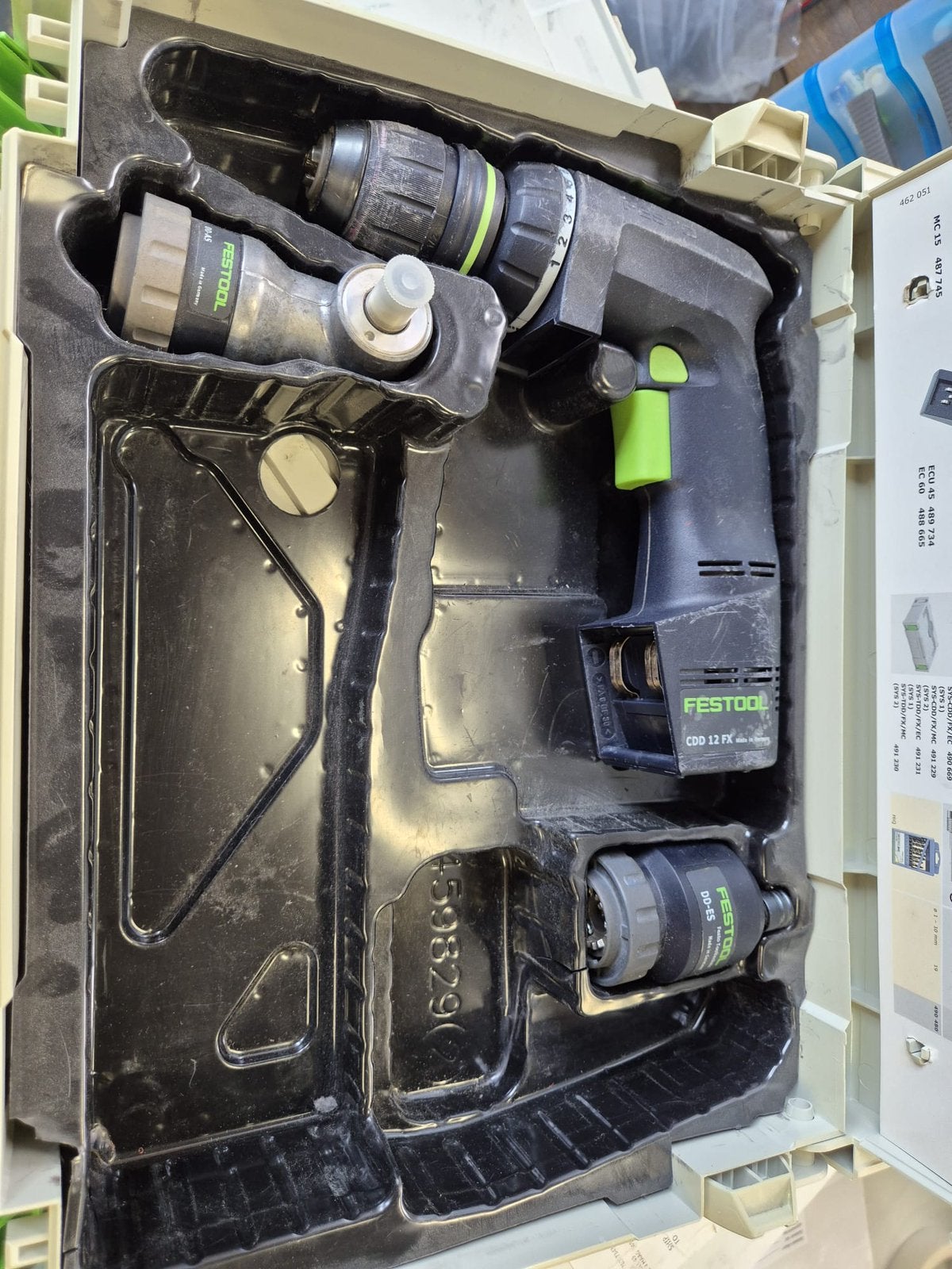 Festool CDD 12 FX Accuboormachine inclusief opzetkoppen, Doe-het-zelf en Verbouw, Ophalen of Verzenden, Gebruikt, Boor- en Schroefmachine