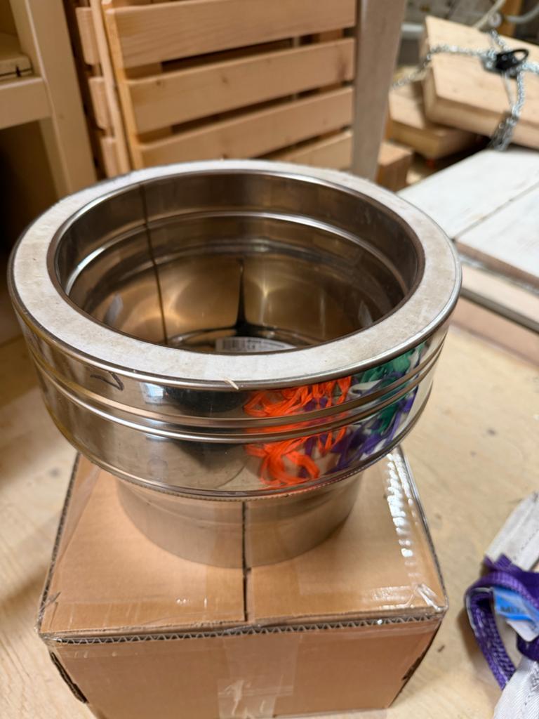 Kachelpijp verloopstukken dubbelwandig 250-200mm + band, Ophalen, Nieuw, Hout, Houtkachel