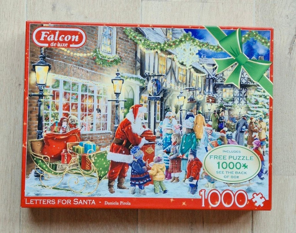 Falcon Puzzel "Letters For Santa" 2x1000 stukjes, Ophalen of Verzenden, 500 t/m 1500 stukjes, Zo goed als nieuw, Legpuzzel