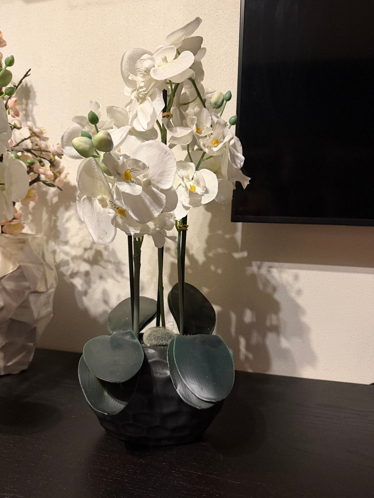 Witte Kunst Orchidee in Zwarte Pot - Elegant & Onderhoudsvri, Ophalen, Binnen, Gebruikt, Kunstplant