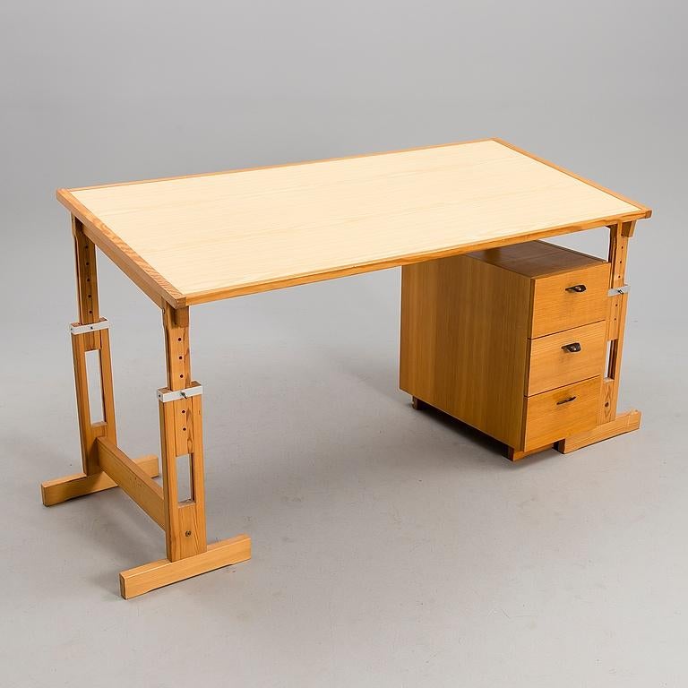 Jaren 70 grenen bureau Laukaan Puu Fins design, Ophalen, Overige typen, Gebruikt, Hout