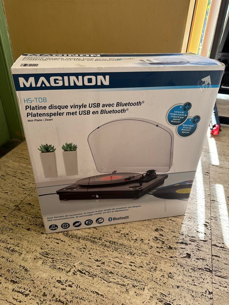 MAGINON HS-T08 Platenspeler met USB en Bluetooth Zwart, Ophalen of Verzenden, Zo goed als nieuw