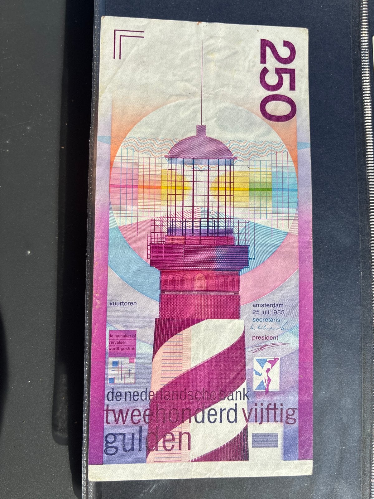 250 Gulden biljet 'Vuurtoren' - Zeldzaam Nederlands bankbilj, Postzegels en Munten, Ophalen of Verzenden, 250 gulden, Los biljet