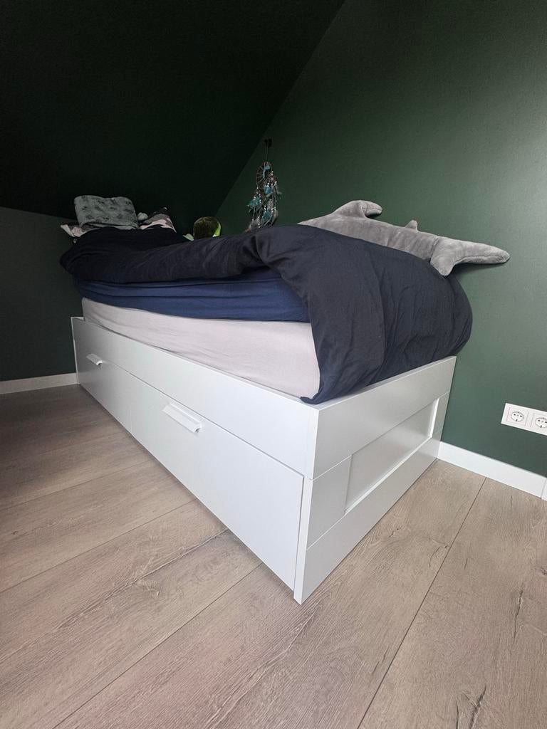 IKEA Brimnes bedbank met opberglades, Ophalen, Gebruikt, Eenpersoons, Wit