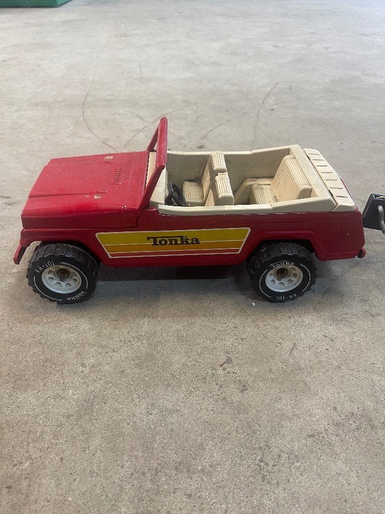 Vintage Tonka Jeep met aanhanger, Ophalen of Verzenden, Gebruikt
