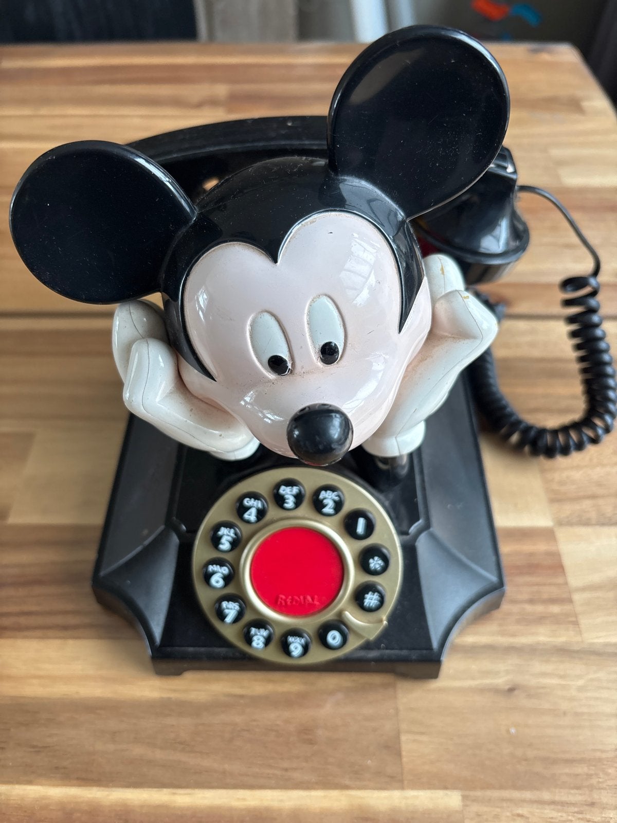 Vintage Mickey Mouse Telefoon met Draaischijf, Ophalen of Verzenden, Gebruikt, Met draaischijf