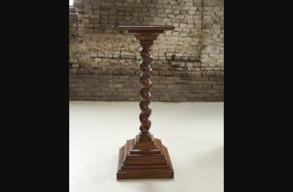 Antieke eiken zuil plantenstandaard barley twist, Antiek en Kunst, Ophalen