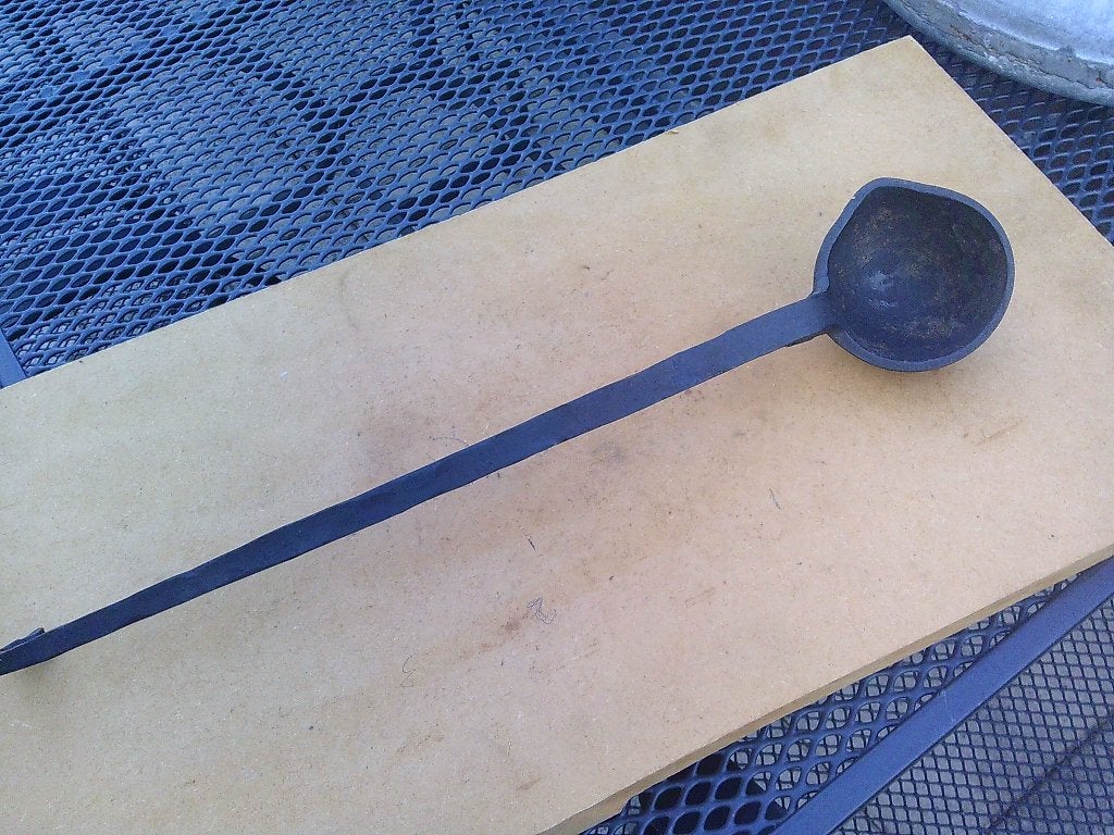 Antieke gietlepel om loden kogels of tin mee te gieten., Ophalen of Verzenden
