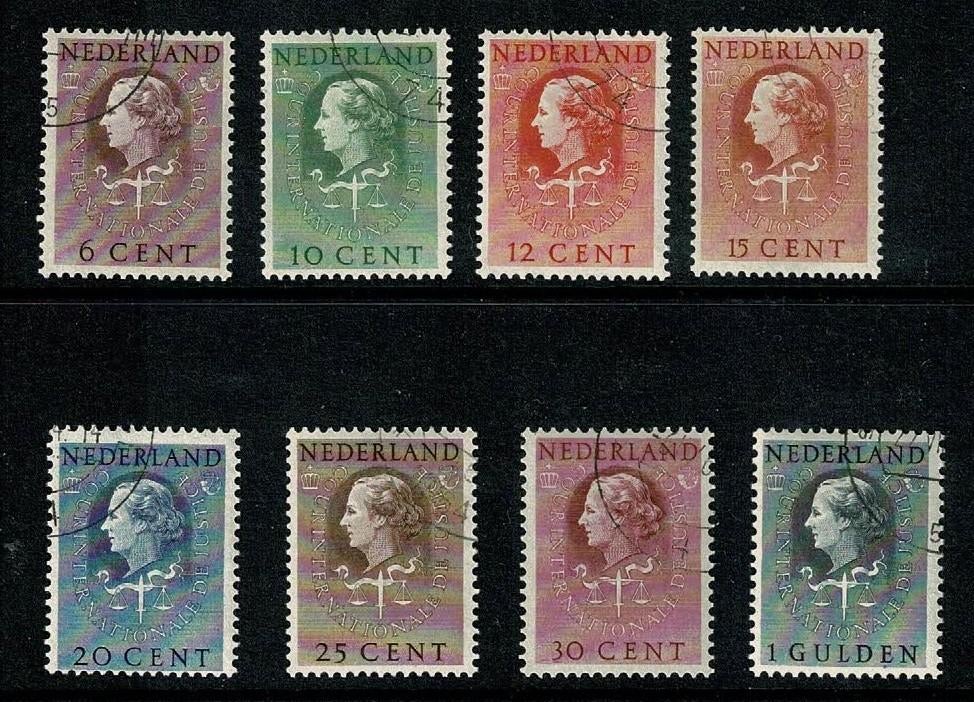 Nederland : 1951/58 Cour de Justice - NVPH D33 t/m D40, Verzenden, Na 1940, Gestempeld