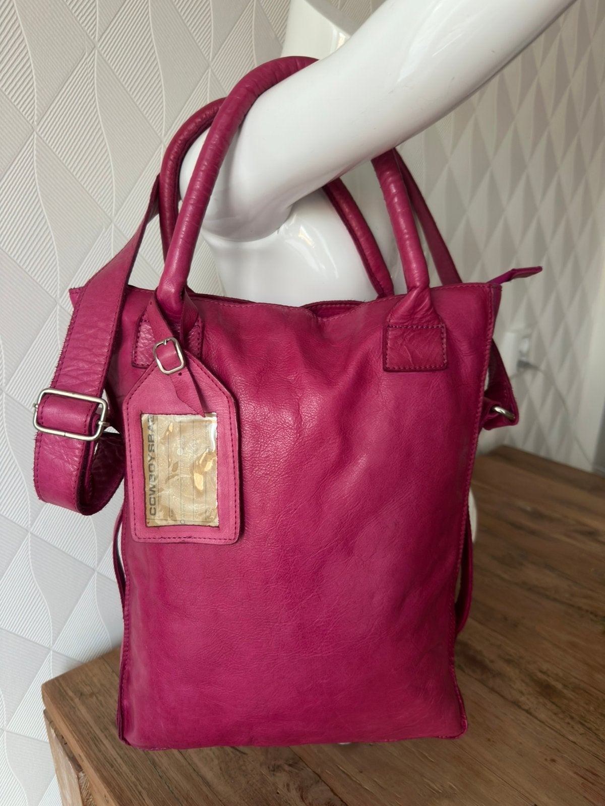 Cowboysbag, roze, leer!, Ophalen of Verzenden, Gebruikt, Roze, Overige typen