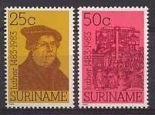 Suriname 380/1 postfris Maarten Luther 1983, Postzegels en Munten, Ophalen of Verzenden, Postfris