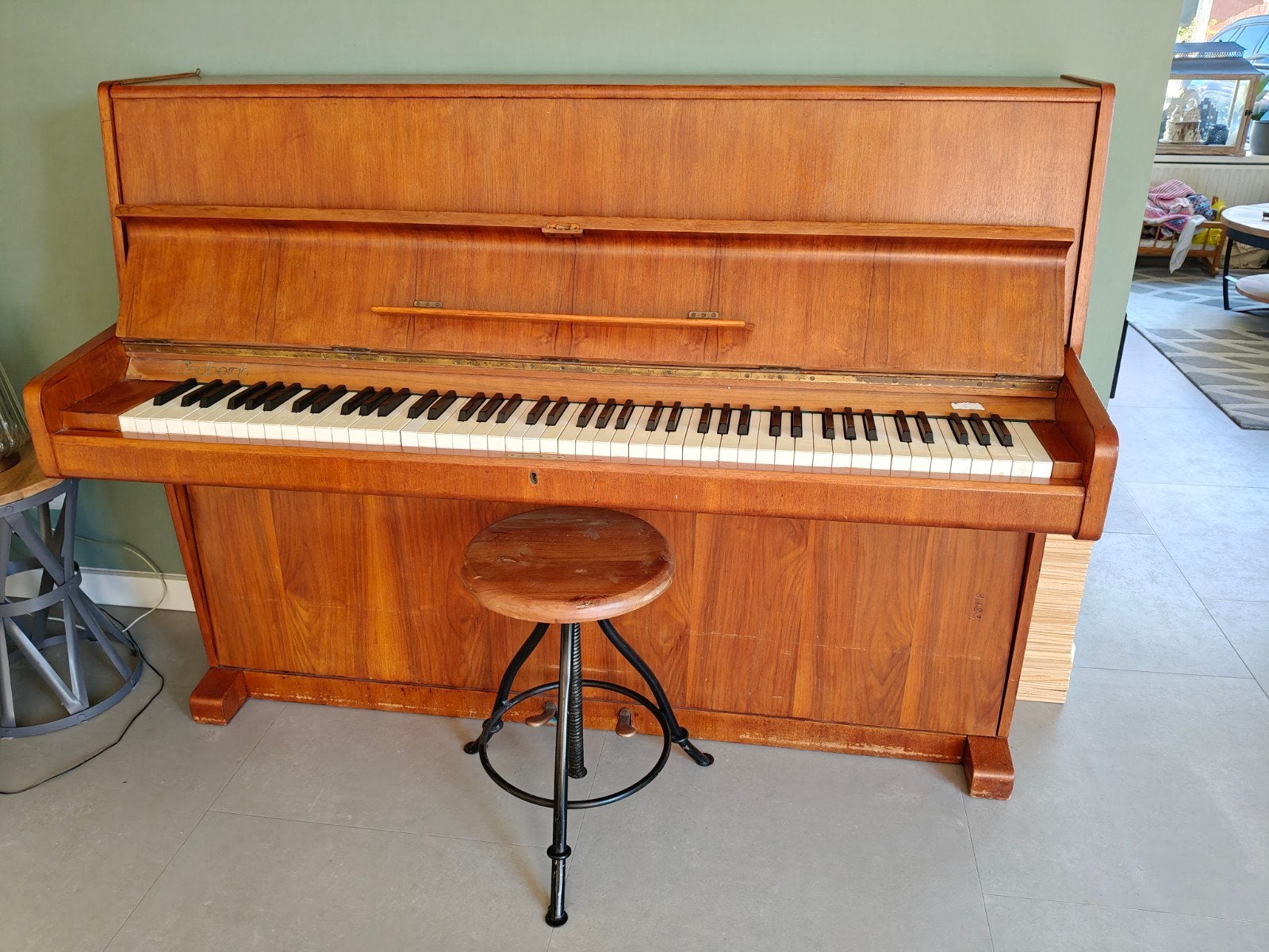 Lindbergh Piano met kruk, Ophalen, Gebruikt, Bruin, Piano