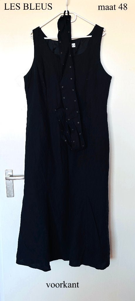mt 48 Les Bleus lange Linnen Jurk Zwart Mouwloos Zomerjurk, Ophalen, LES BLEUS, Zwart, Maat 46/48 (XL) of groter