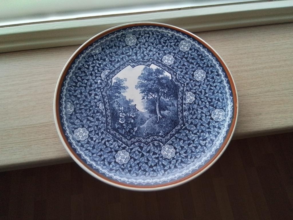 Antiek Delfts Blauw Bord met Landschap, 27 cm, Ophalen of Verzenden