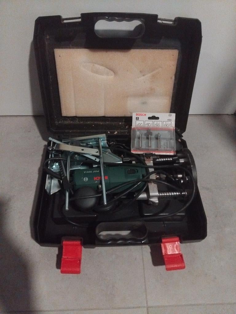 bosch oof 500 a bovenfrees machine met accessoires en koffer, Ophalen of Verzenden, Boormachine